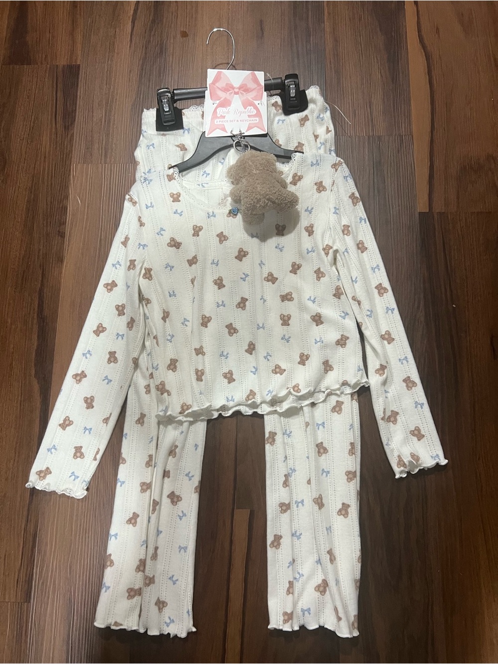Pink Republic Cream and Brown Teddy Bear Print Pajama Set